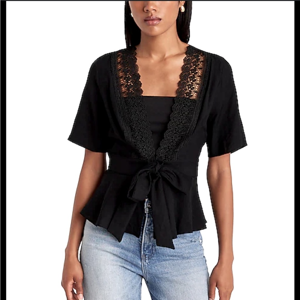 Express Black Lace Accent Blouse